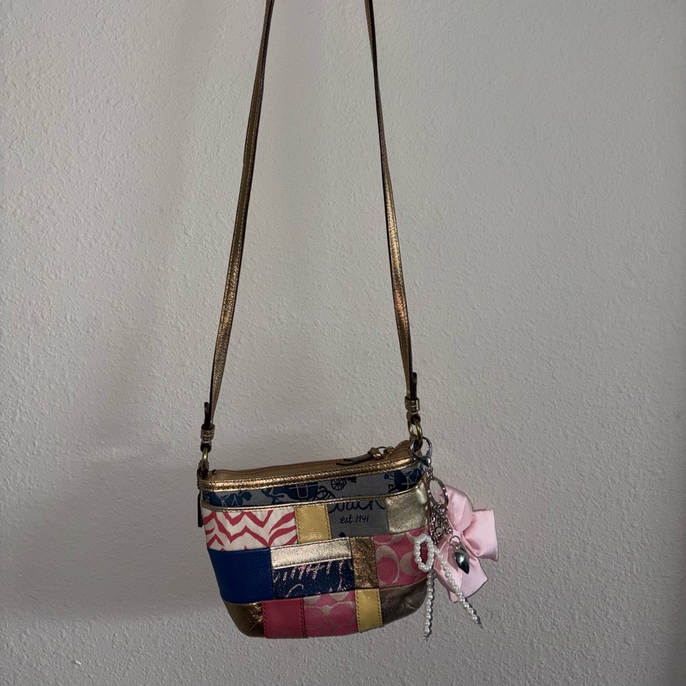 Coach Patchwork Crossbody Bag with Gold Accents